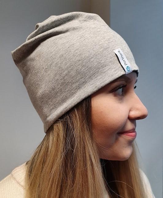 Bavlněná oboustranná čepice - tyrkys/šedá