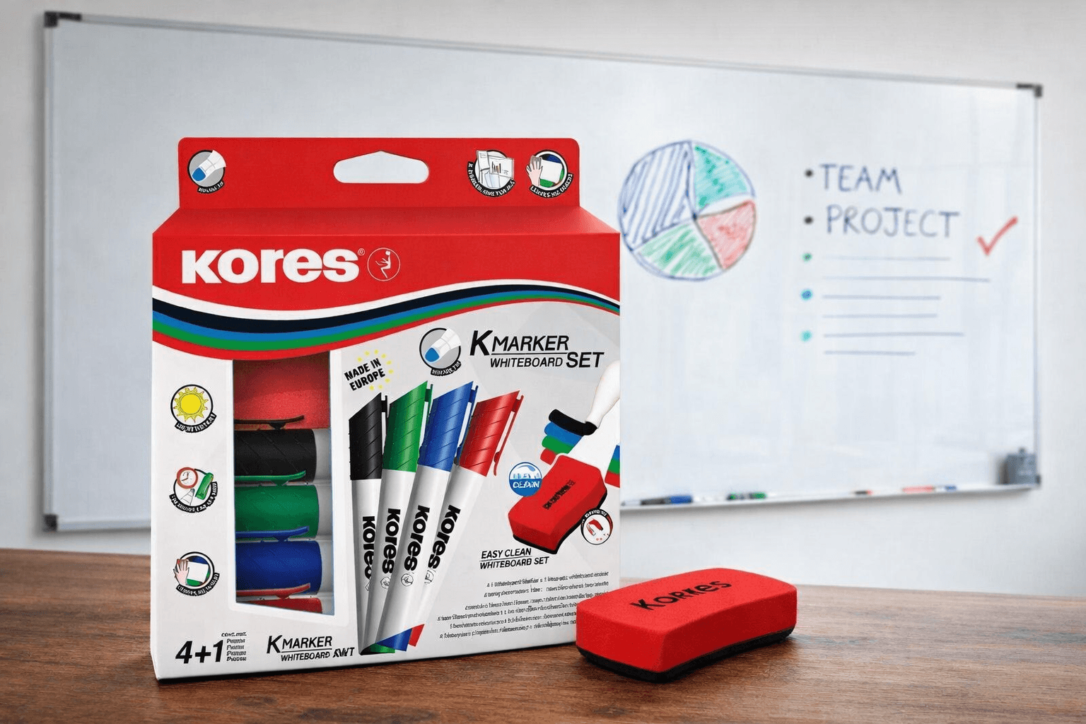 Popisovače - bílá tabule + mazací houba