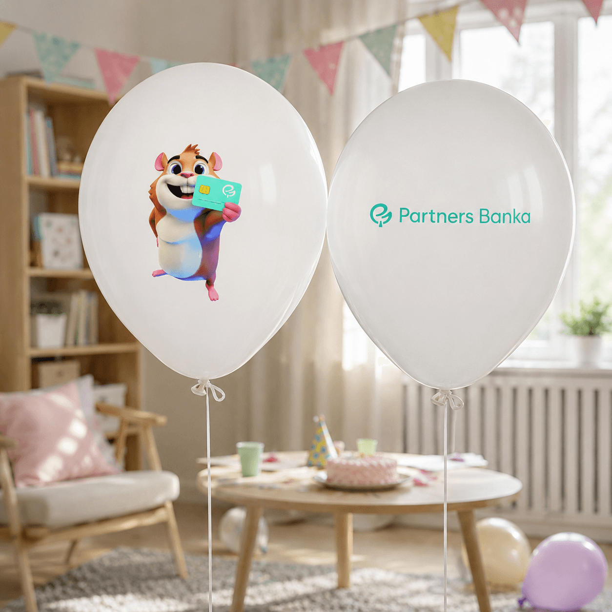 Partners Banka - Nafukovací balónky s křečkem- balení 50 ks